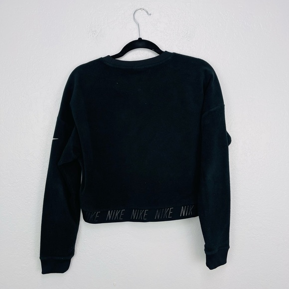 NIKE Black Polar Fleece Crop Side Zipper Pullover Crop Sweatshirt - Picture 8 of 8